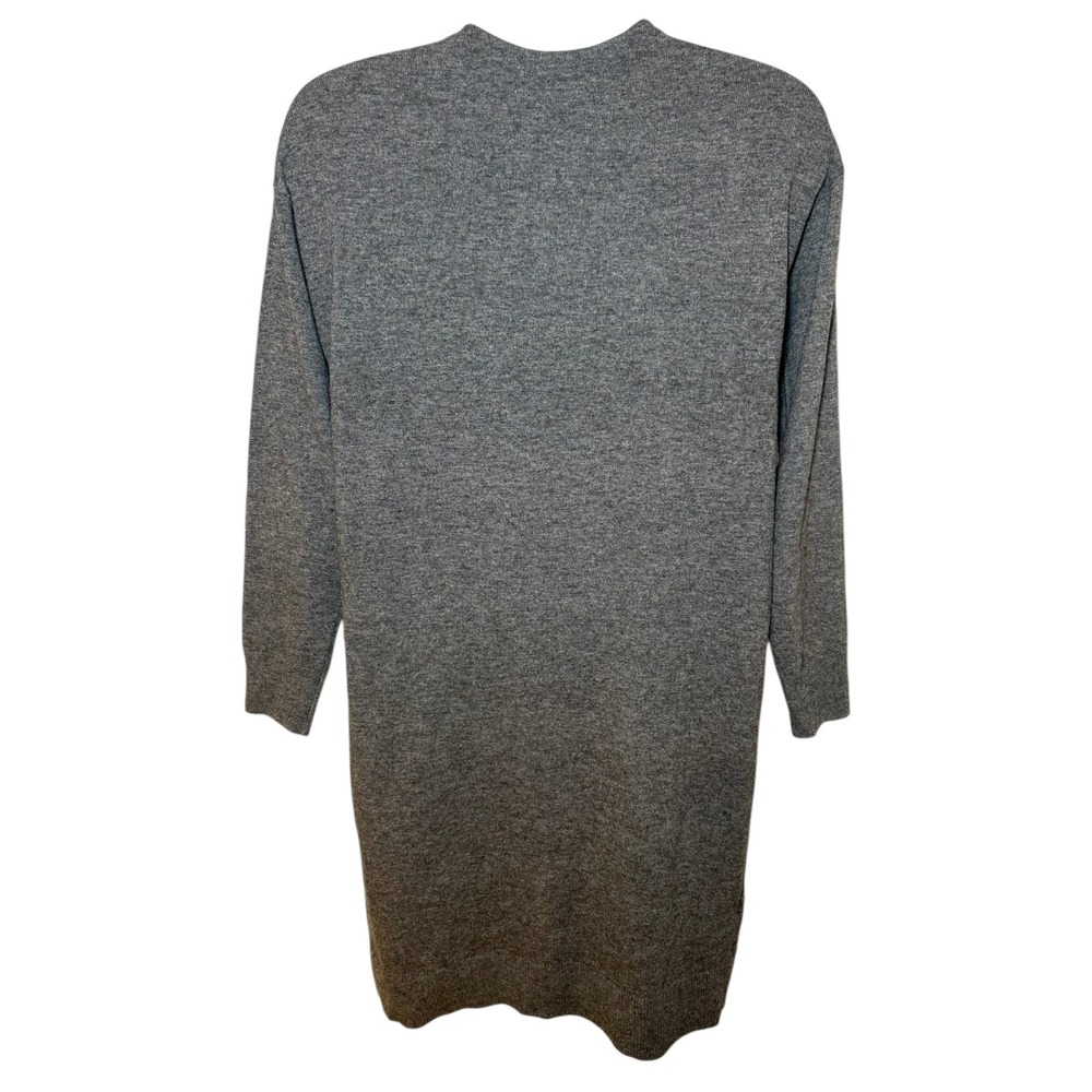 Ann Taylor Longline Cardigan Sweater Gray Wool Blend V Neck Button Front Size M - Picture 2 of 9